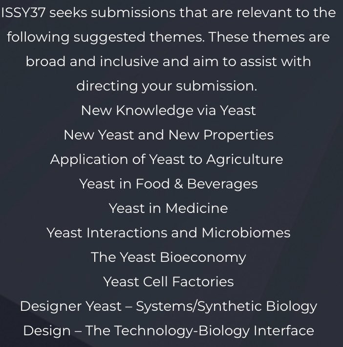 ISSY37Adelaide's tweet photo. Registration and Abstract Submissions are now open for ISSY 2023. To Register https://t.co/Pc8uXhXXRm Submit an abstract for consideration https://t.co/Yv51rkaUMP To assist with your submission ISSY37 seek submissions that are relevant to the following suggested themes(see image) https://t.co/AHu9dOl1Ap