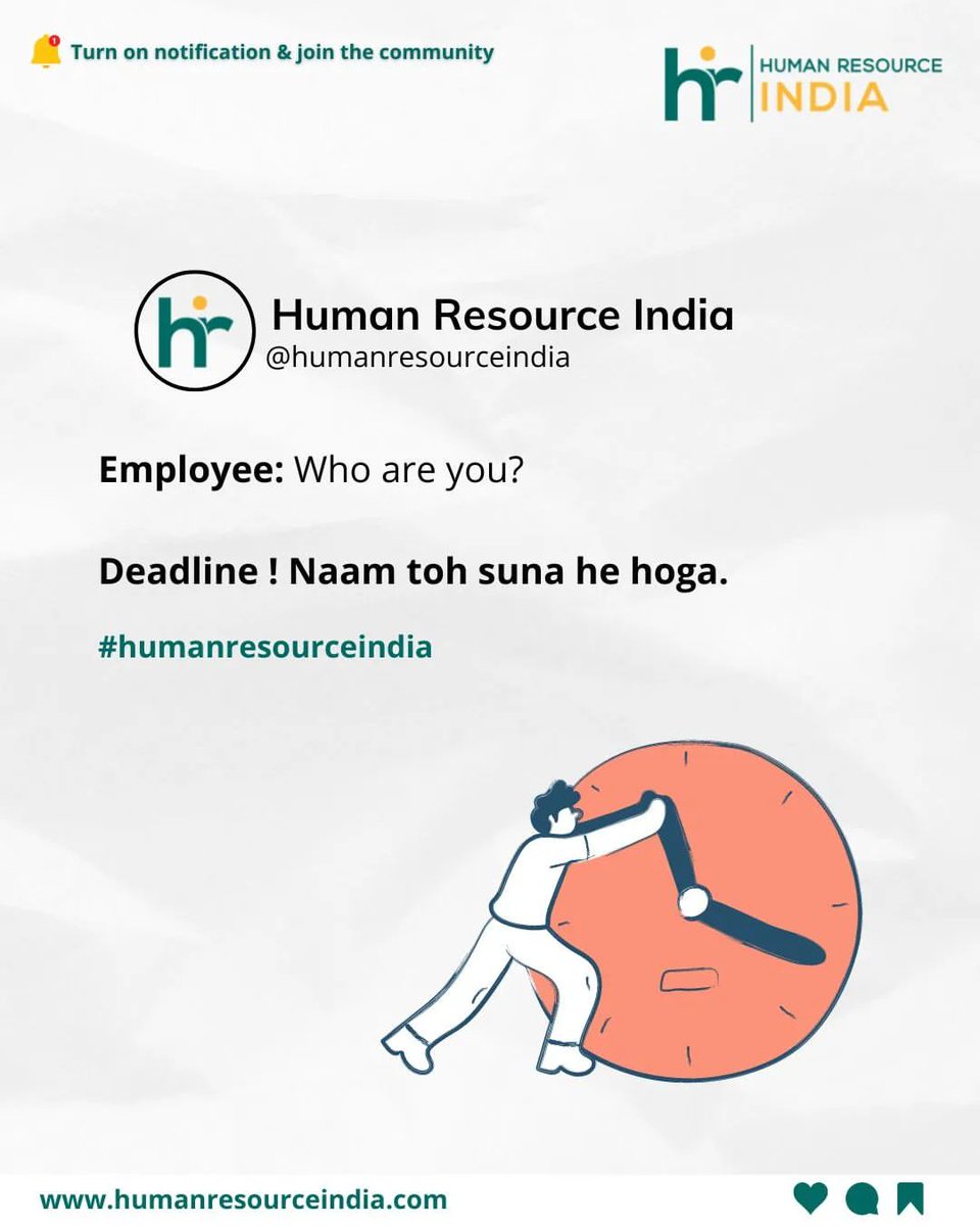 Human Resource India (@hriconsultants) on Twitter photo 2023-03-09 07:04:00 Was your Deadline today? 😱
Did you too miss your Deadline? 🥲
.
.
.
#humanresourceindia #memesdaily #memesreels #memes #funnymeme #funny #officeinspiration #officememes #office #officeculture #corporatememes #corporatelife #officelife #Deadline #deadlineday Was your Deadline today? 😱
Did you too miss your Deadline? 🥲
.
.
.
#humanresourceindia #memesdaily #memesreels #memes #funnymeme #funny #officeinspiration #officememes #office #officeculture #corporatememes #corporatelife #officelife #Deadline #deadlineday