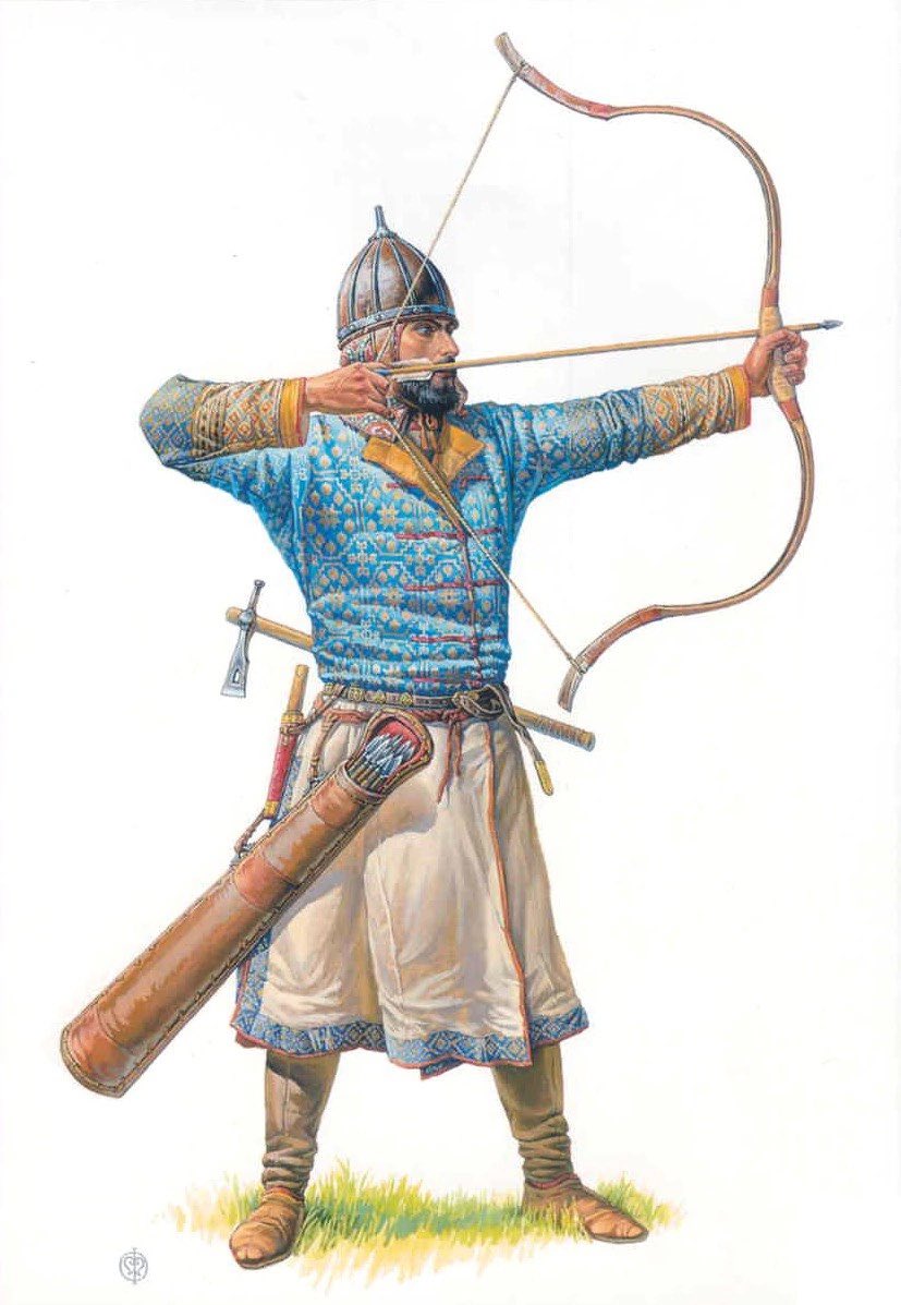 caucasusvisuals's tweet photo. Alanian archer, IX-X centuries.
Illustration by Oleg Fedorov based on materials by S.A. Pletneva, Dmitrievsky archaeological complex. Burial of the Alan-Bulgarian frontier warriors resettled to the Don by the rulers of Khazaria. https://t.co/uIQ0bYxdPe