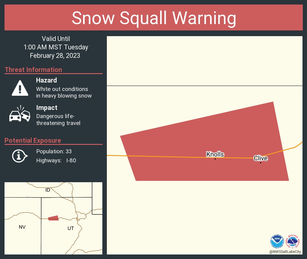 NWS Salt Lake City on Twitter "A snow squall warning is in effect