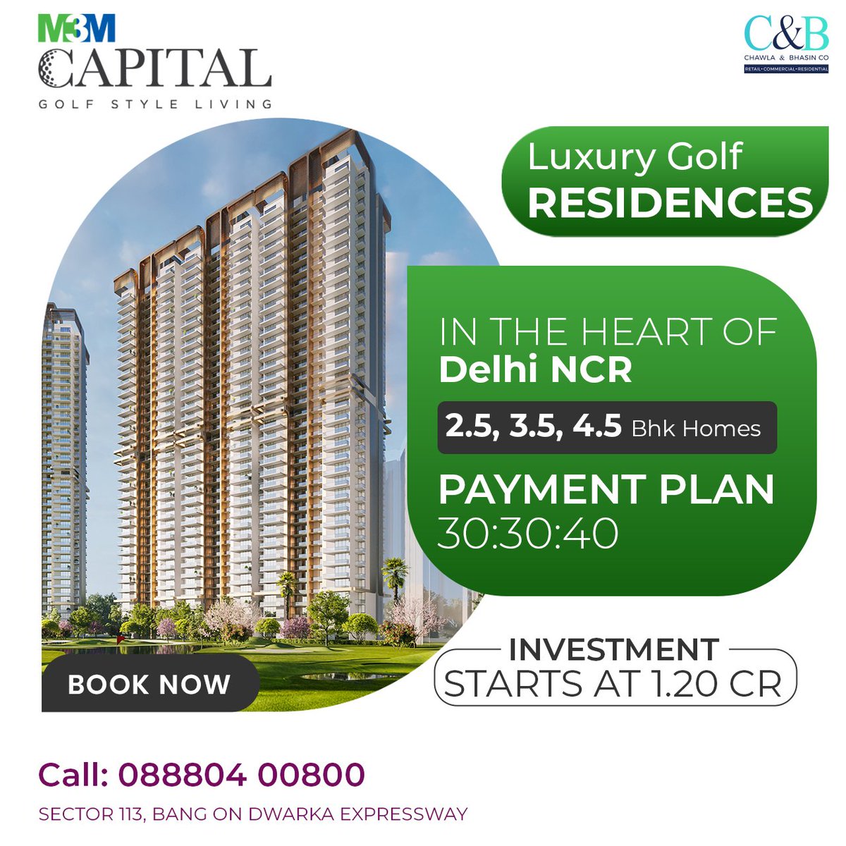 chawlaandbhasin's tweet image. M3M luxury flats with Golf theme project at sector 113 Bang on Dwakra Expressway .

- Flexible payment plan
- No EMI till possession

Pre Booking Offers Available Now.
Services: Swimming pool, Badminton court, Club House etc..

Call Now 8880400800 For More Details

#CandB #m3m