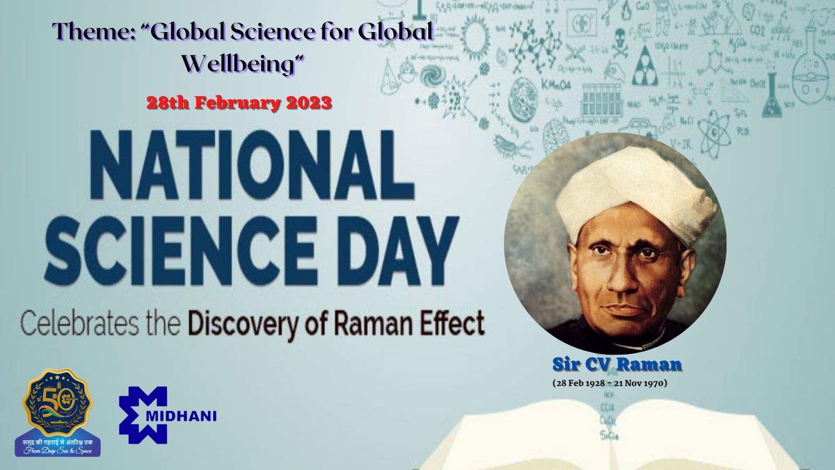#AmritKaal
#NationalScienceDay2023
#GlobalScienceforGlobalWellbeing
On the momentous occasion of National Science Day, I would like extend my heartiest congratulations to all science fraternity for their valuable contribution towards mankind. 
@dprohyd 
@giridhararamane