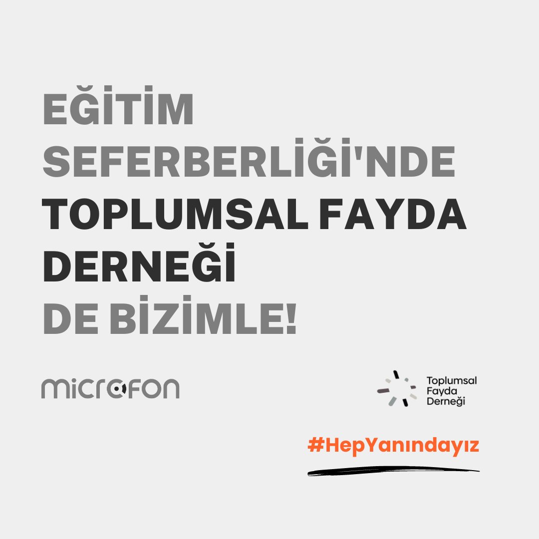 Depremden etkilenen öğrenciler için Eğitim Seferberliği'ne değer ortağımız <a href="/FaydaToplumsal/">Toplumsal Fayda Derneği</a> da katıldı.