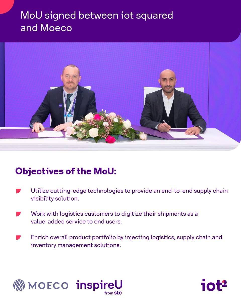 We are delighted to sign an MoU with <a href="/moeco_io/">moeco</a>, an accelerated startup by <a href="/inspireU_stc/">inspireU</a> 

#MWC23 
#iotsquared
#unlocking_the_potential_of_things 
#unlocking_the_potential_of_IoT
#قوة_تمكين_الأشياء