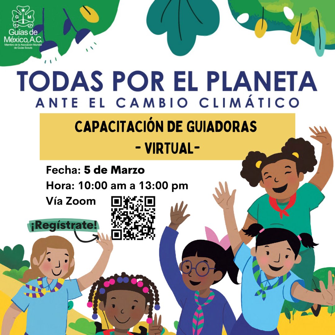 guiasmex's tweet photo. Capacitación Todas por el Planeta para Guiadoras 🙌🏼🌎💚

¿Quieres hacer el programa TPEP con tu rama?

Tendremos capacitación en línea para Guiadoras.

Fecha: 5 de marzo
Hora: 10:00 a 13:00

👉🏼Regístrate aquí: https://t.co/JwePYLedEY

#todasporelplaneta #tpep #glacc  #WAGGGS https://t.co/65Q66PaR4l