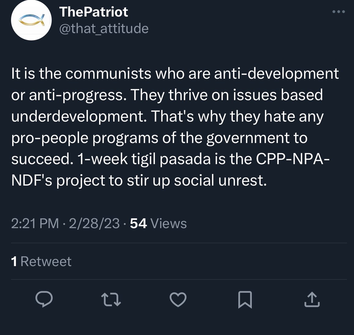 pads_nosi's tweet photo. I am not a communist. The thousands of our poor drivers and operators are not communists. Modernization and progress are not the issues here, ang isyu ay maraming mawawalan kaysa sa makikinabang.
Being pro-government is not equal to patriotism after all. https://t.co/ufzObgX9zW