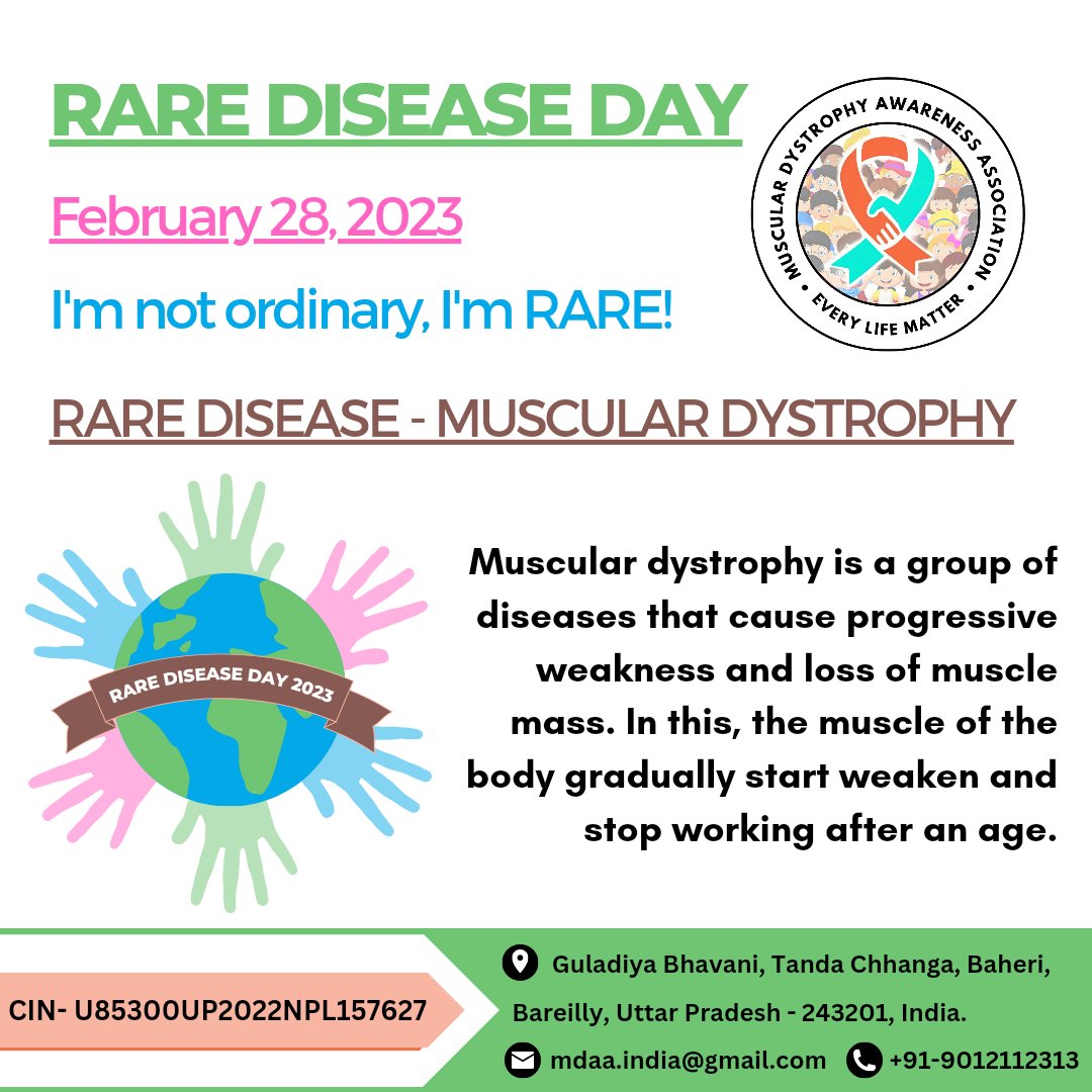 Today is 28 February, It's Rare Disease Day.

We should strive to create #Awareness for #RareDiseases, promote #healthy living for sufferers and make a difference in the lives of 300 million people with over 7000 rare diseases in the #world.

#RareDiseaseDay2023 #RareDiseaseDay