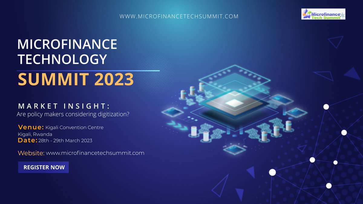 Join the discussion at the Microfinance Technology Summit in Kigali on 28th & 29th March 2023 #technology #microfinance

Panel: Are policy makers considering digitalization?

Register now microfinancetechsummit.com/event-registra…