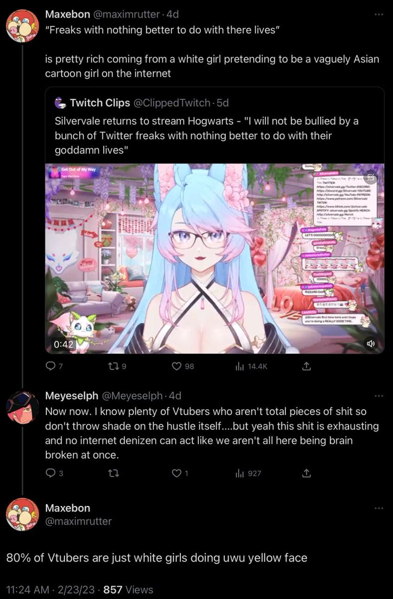 silverwhiners's tweet photo. Becoming racist to own the transphobes #silvervale #istandwithsilvervale https://t.co/SCl5RtnEtH