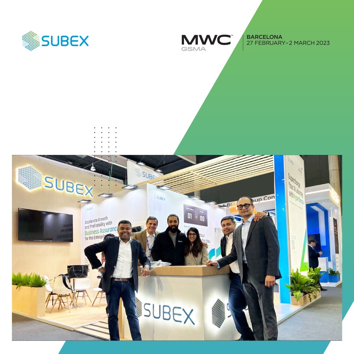 subex's tweet photo. Day 1 at #MWC23 was amazing! We're pumped for Day 2 & can't wait to meet you at Hall 5, Booth 5D81.
Join us to learn how to democratize #AI & make it a driving force in your business.
Schedule a meeting with us: https://t.co/9Fwg8wS8kr
#SubexatMWC #5G #Enterprise #HyperSenseAI https://t.co/f7FHArzoq3