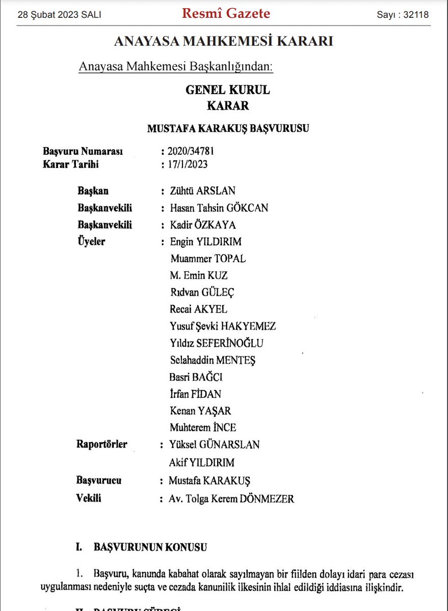 Anayasa Mahkemesinden beklenen, 'gecikmeli' bir karar: COVID-19 pandemisi zamanında ilan edilen sokağa çıkma yasaklarına aykırı hareket edildiği gerekçesiyle idari para cezası kesilmesi kanunilik ilkesine aykırıdır. (+)