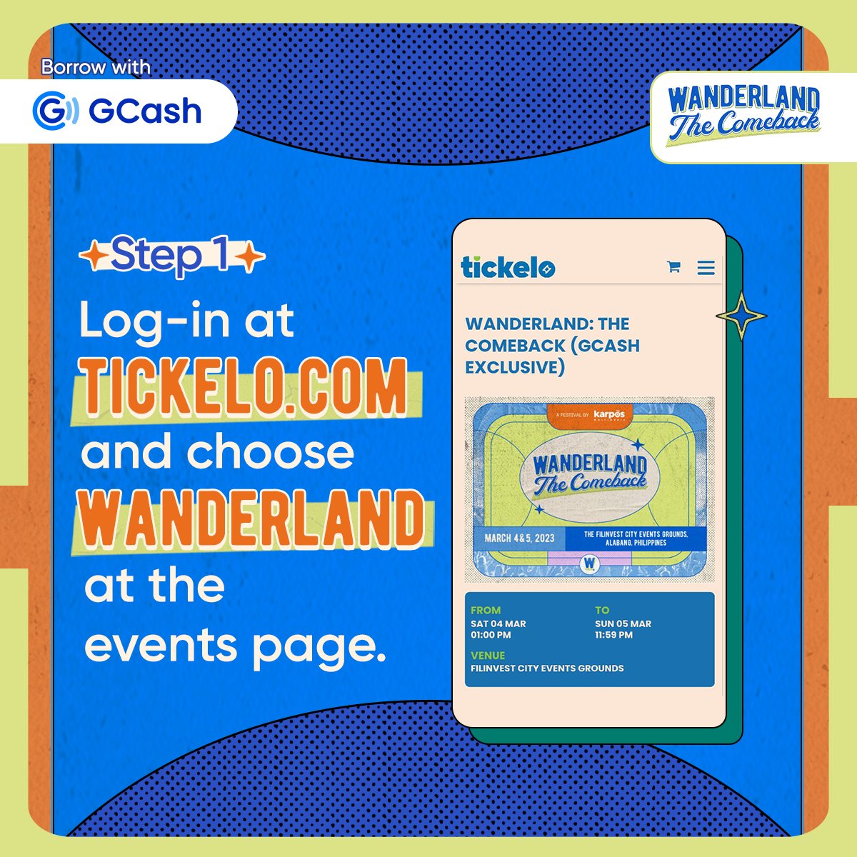 gcashofficial's tweet photo. Come to The Comeback with a Cashback 🏆
Get a 10% Cashback when you pay with GGives for your Wanderland Tickets! Simply follow these steps and pay with up to 24 months installment for your passes! ✨
#WanderWithGCash
#GCashxWanderland https://t.co/1uWeBfP5ch