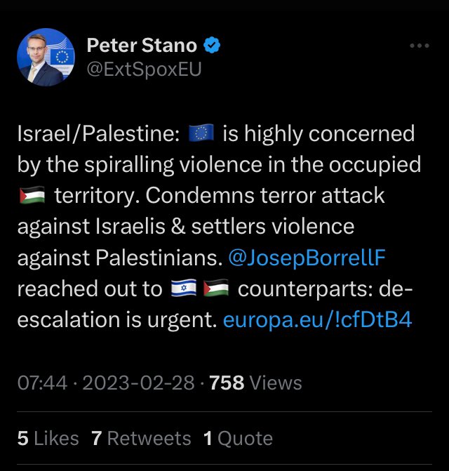 muhammadshehad2's tweet photo. European values!
A Palestinian kills 2 Israeli settlers = “terror attack”

500 settlers lynch a Palestinian aid worker, wound 100s, pillage &amp; burn down half a town, dance at the ruins = “settler violence”

Imagine if Huwara was a Ukrainian village? Or even an Israeli settlement? https://t.co/RQbLSzKstO