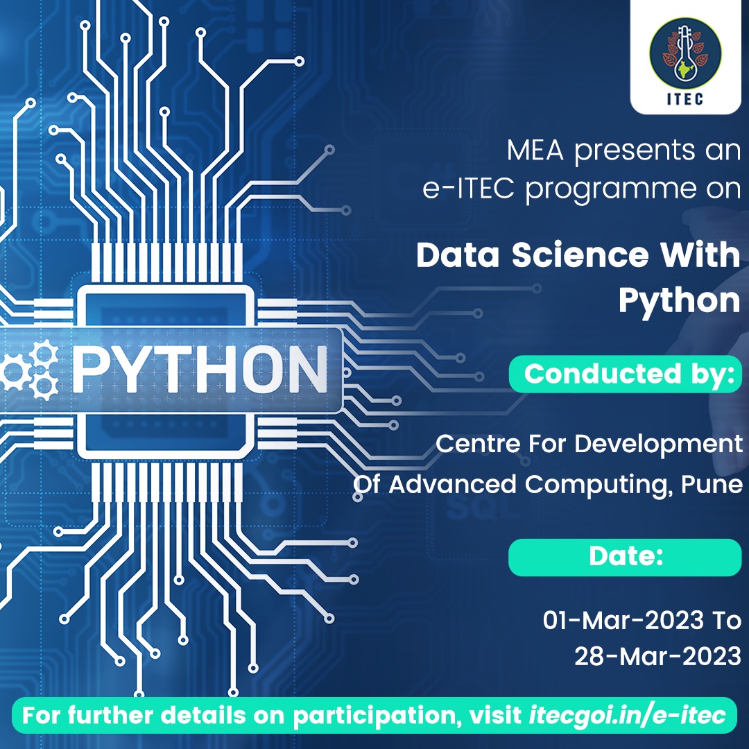 ITECnetwork's tweet image. Participants will discover the cutting-edge potential of data science with the #eITEC Certificate Course in Data Science with Python. This course is designed to equip participants with advanced skills that will empower them to drive innovation in any industry.