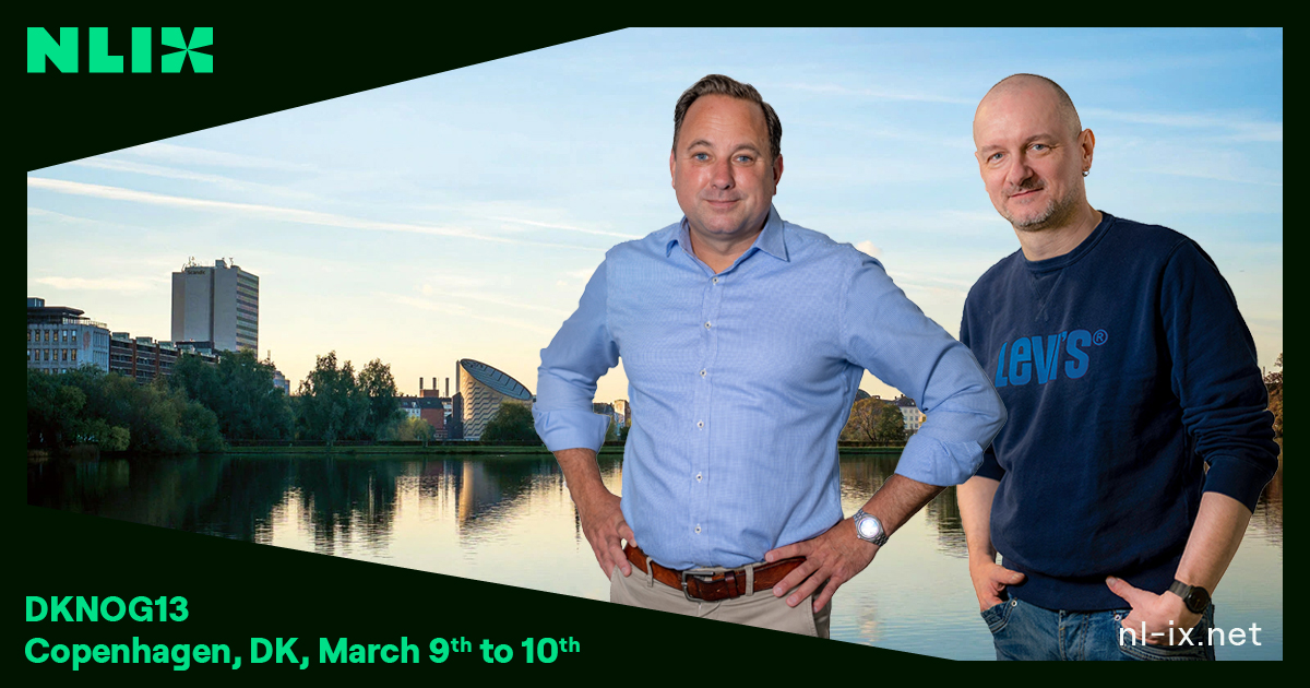 nl_ix's tweet photo. Ulf Kieber @depeering and Leon van der Laan are looking forward to meeting you at DKNOG 13 in Copenhagen ➡️ https://t.co/GpyyIGvW8o #nlix #datacenter #network #interconnection #peering #routing #iptransit #interconnect #transit #hosting #datacenters #remotePeering #data #dknog https://t.co/hWPHNC2h2H
