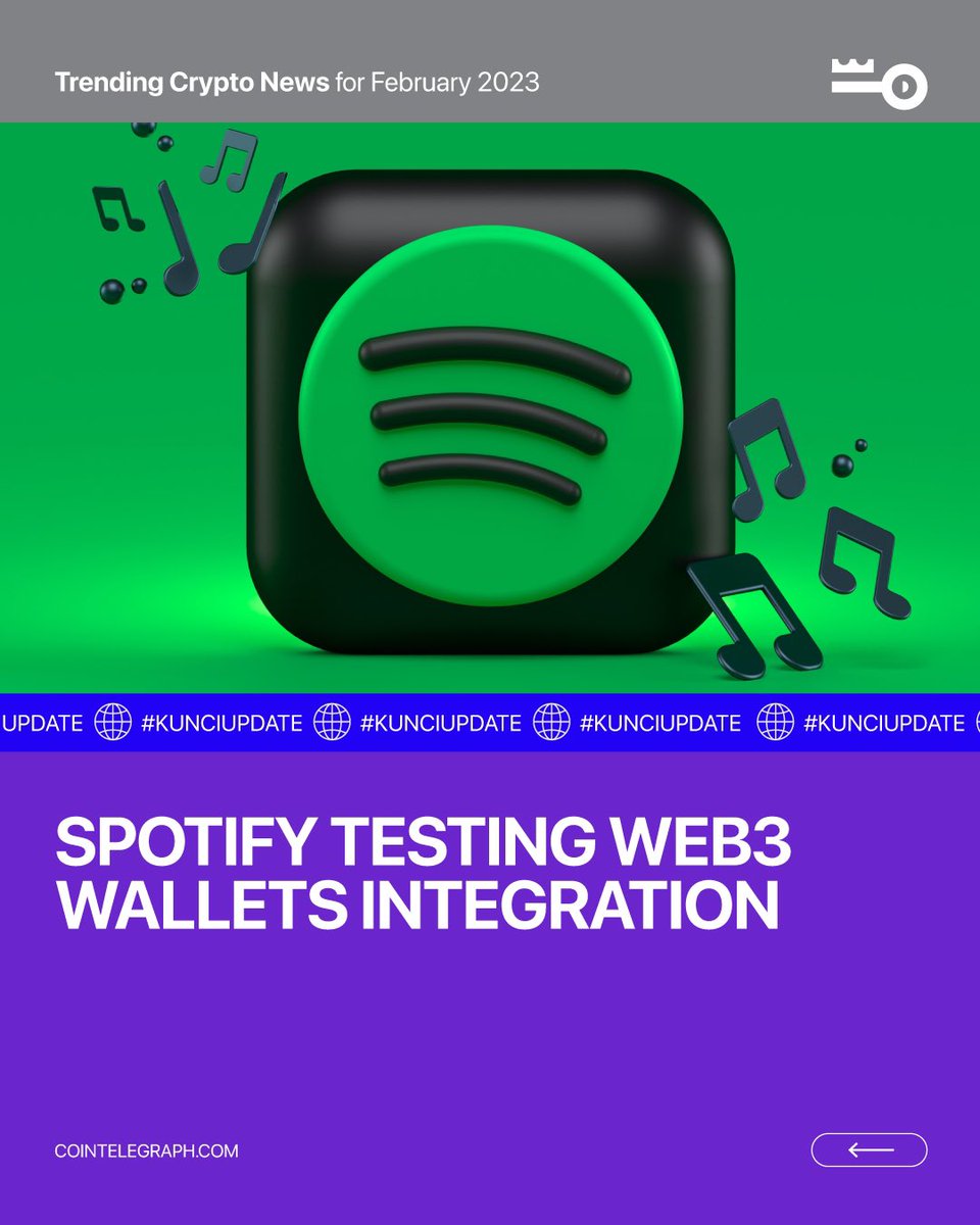 Kuncicoin_id's tweet photo. Happy Tuesday #KunciArmy! 🤩 Sit tight! Cause It’s time for us deliver #KunciUpdate to you 📰

This week in #cryptonews:

1. KunciGoods x Hammersonic released “Dead Inside Collection”
2. Spotify Testing Web3 Wallets Integration

1/2 https://t.co/nM5olXkOON