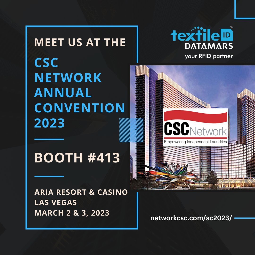 DatamarsTextile's tweet image. Join us at the CSCnetwork convention 2023 in Las Vegas! Booth 413! Register now: networkcsc.com/ac2023/