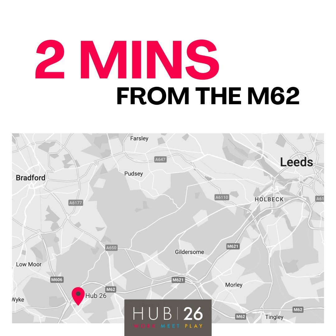 We're just 2 minutes off the M62...

#Location #Hub26 #Coworking