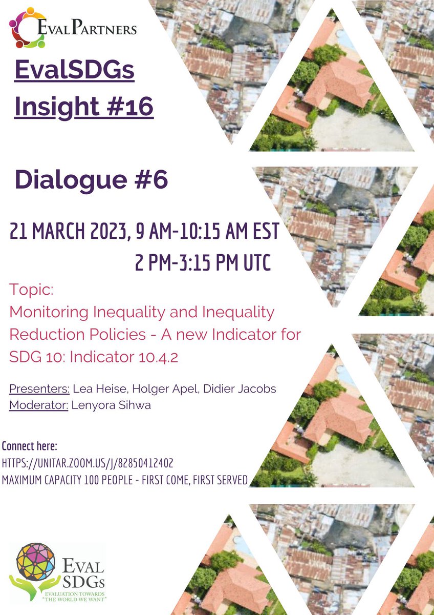 Join us in the dialogue on Monitoring Inequality and Inequality Reduction Policies - A new Indicator for
SDG 10: Indicator 10.4.2  <a href="/EvalPartners/">EvalPartners</a>  
<a href="/EVALSDGs_/">EVALSDGs</a>