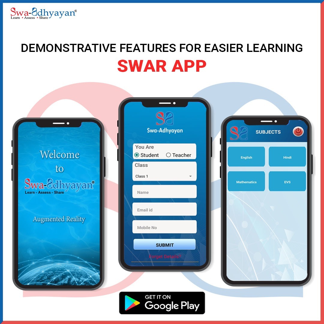 swaadhyayan's tweet photo. SWAR App
Swa-Adhyayan Augmented Reality App -an exemplary Collaboration of Brilliance & Perfection.
.
.
👉Download Now: https://t.co/eMPocwwN5R
.
.
#SWAR #App #Swaadhyayan #LMS #Elearning #Assessment #Sharingplatform #Students #Newlearningstyle #Learningprocess #Digitalplatform https://t.co/eKNQOQ3z3J