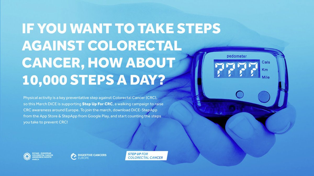dice_europe's tweet image. Are you ready to #StepUp for #ColorectalCancer? #ECCAM2023 starts tomorrow, and we&apos;re counting on you! Download our StepApp and add your daily steps to the total count of walkers across the continent. Let&apos;s make this number soar! #StepUpforCRC

👉eccam2023.digestivecancers.eu
