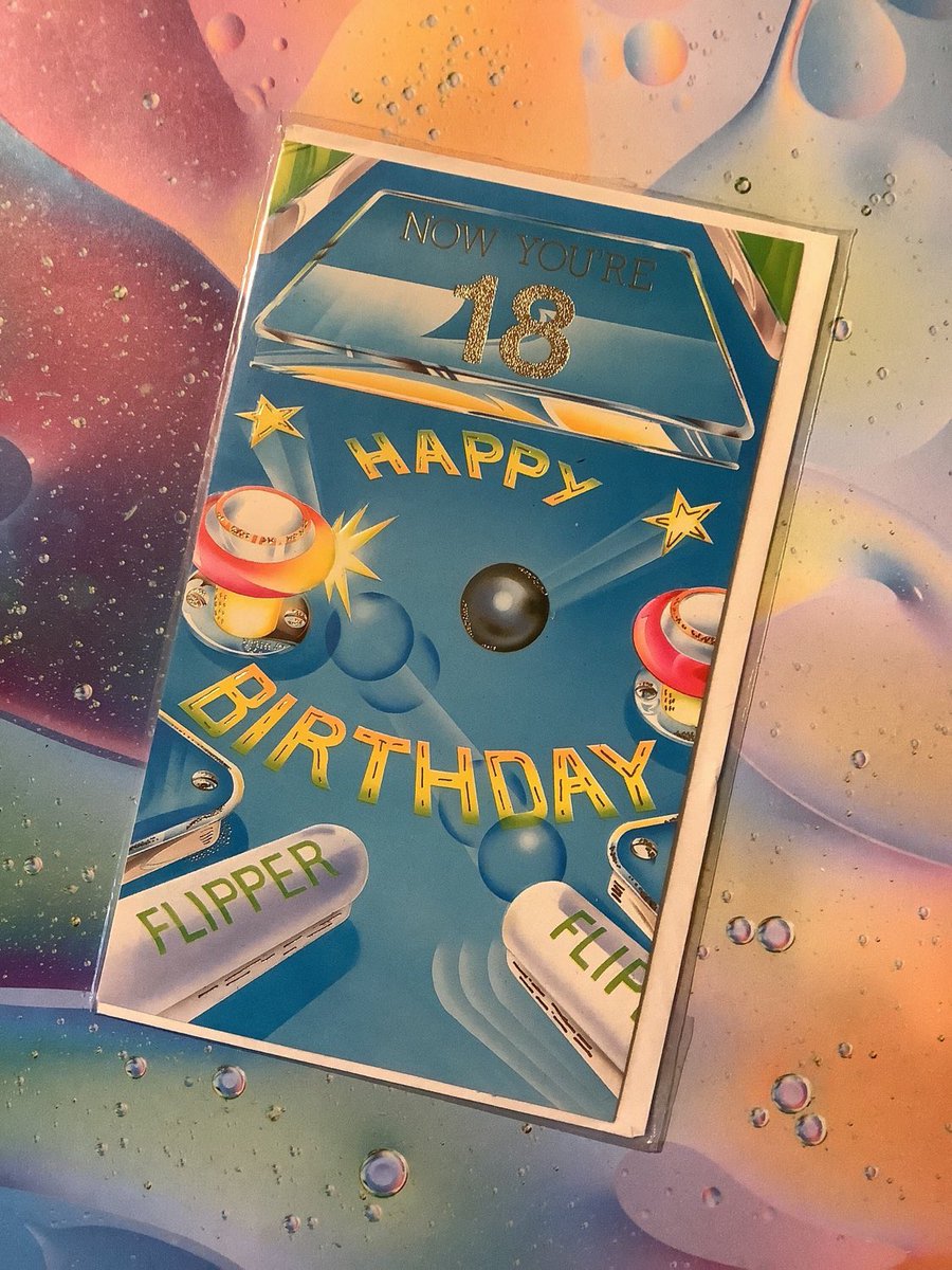 WatsonsVintage's tweet photo. NEW LISTING I only have ONE of these FABULOUS #Retro #18thBirthdayCards available in my #etsy shop: RARE #Vintage Circa #1980s 'Now You're 18' Birthday Card with FABULOUS Retro Pin Ball Machine Design - Fun, Nostalgic Card - Simple Greeting https://t.co/QuBahgST7D #PinballFan https://t.co/aQlAW05jKQ