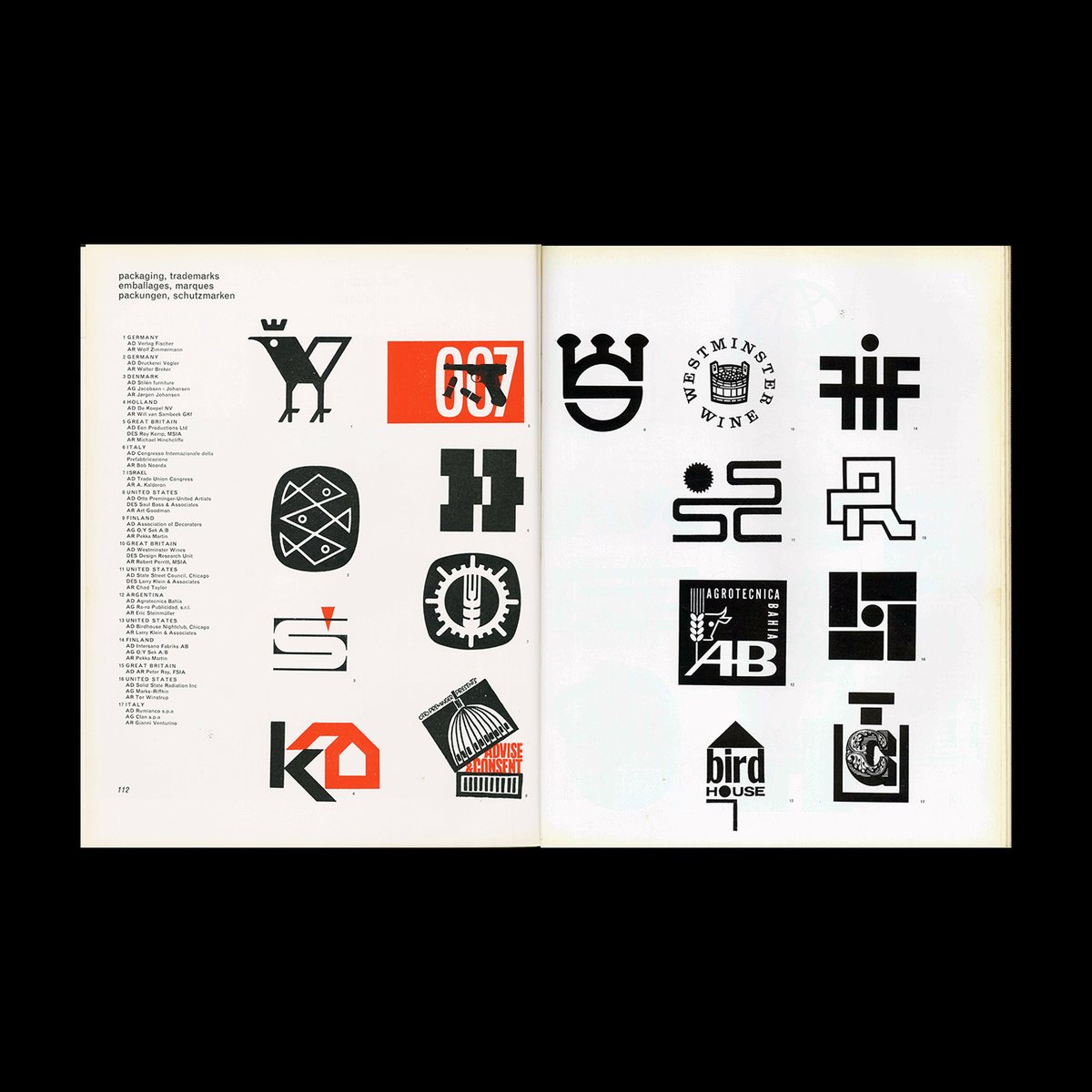 DesignReviewed's tweet photo. Trademarks from Modern Publicity Vol 32, 1962-63, Studio Publications, 1963 https://t.co/HyW9UzPE8E #logodesign #trademarkdesign https://t.co/RzzQwakVC6