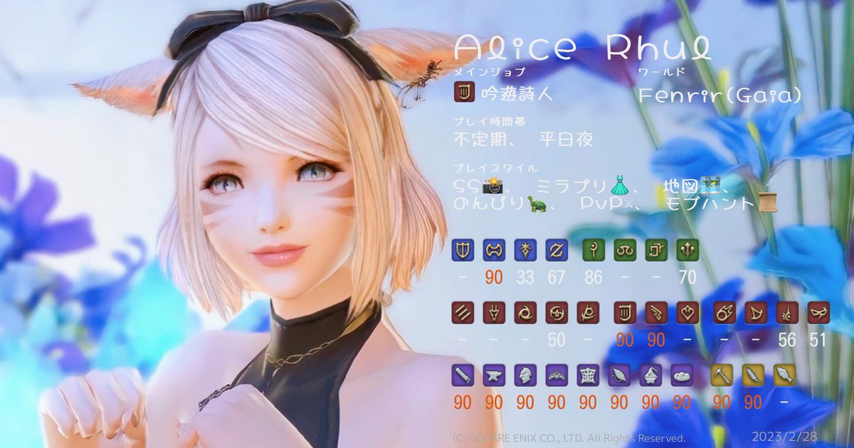 ありす on Twitter "FF14初めて1年経ったんで久しぶりにキャラカ更新 🐱 かなーりまったりペースだけど最近は戦闘楽しいってなっ