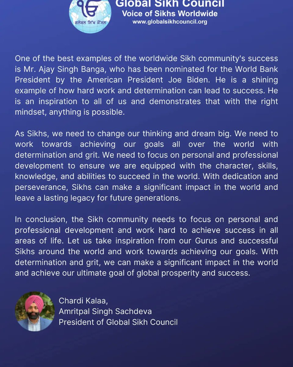 GlobalSikh's tweet photo. A very important article written by S. Amritpal Singh ji, President of Global Sikh Council. Please take your precious time and read it.
#globalsikh #education #empowerment #Sikhs #Singh #sikhism #sikhi #gurbani https://t.co/02TobwKKWY