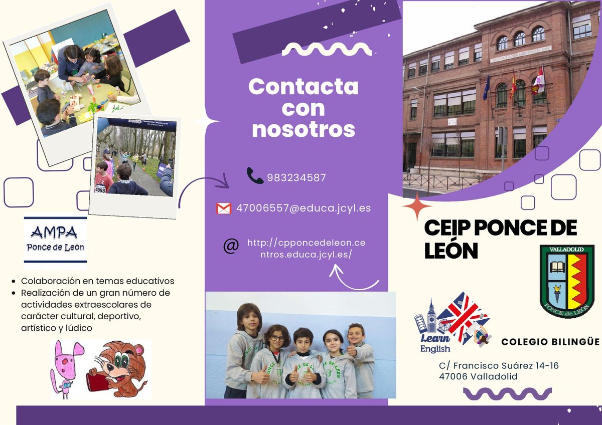 El próximo jueves 2 de marzo y el sábado 4 de marzo, estaremos en las jornadas de puertas abiertas del <a href="/poncedeleonva/">CEIP PONCE DE LEÓN</a> 
Os animamos a venir, a conocer el centro y a ver todo lo que nuestro cole os puede ofrecer.
Elige #EscuelaPública, porque la pública es... #PuraMagia