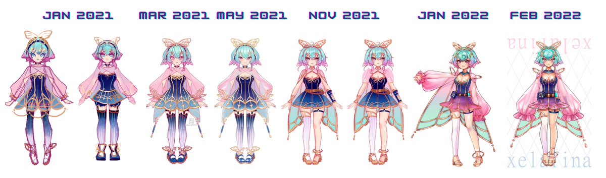 「Xela design glow-up / timeline! Included」|XELA 🦋 Moth-Fairy VArtist @ Stickercon MNLのイラスト