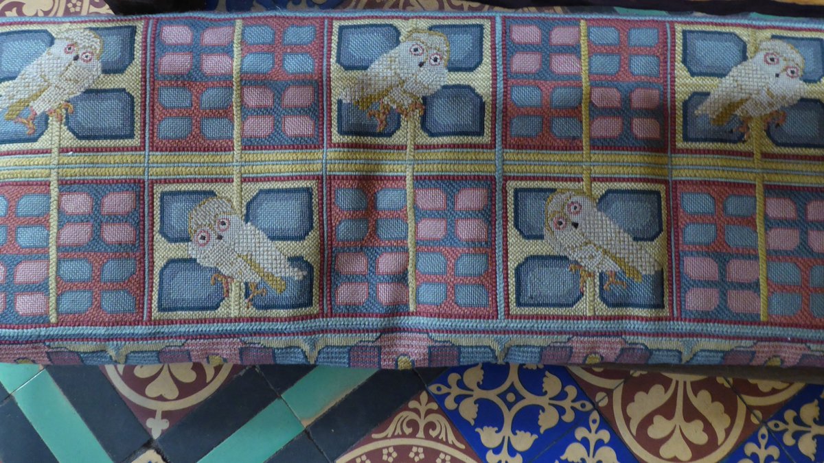 #TextileTuesday  Owls to left and right in the chantry chapel - and overhead for good measure.  

But also by my feet!  A little faded perhaps, but gracefully stitched &amp; devoted to duty still.