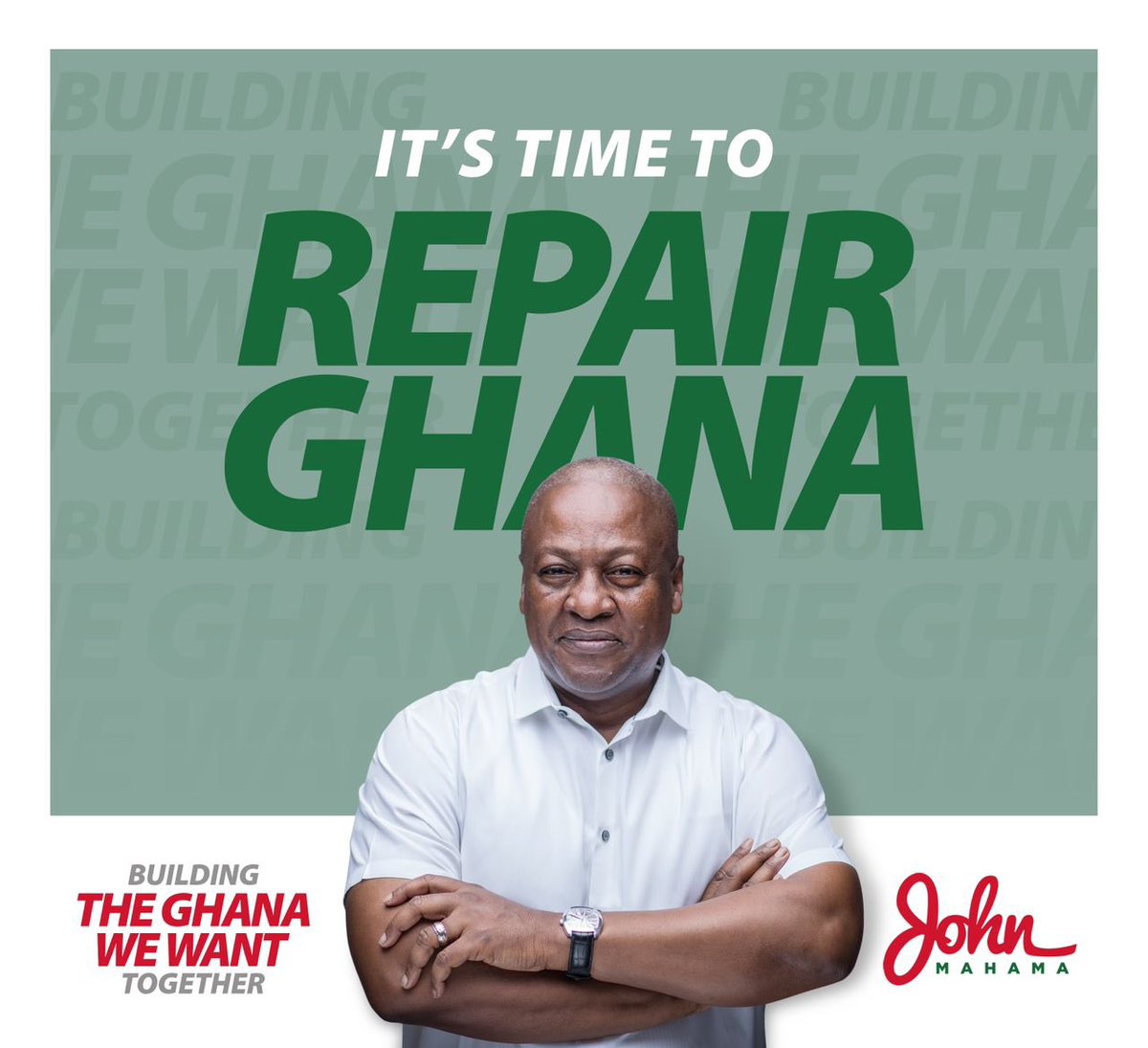 The country has been broken and needs fixing. JM has the experience and the right temperament to take us through this repair process.Let’s help him to build the Ghana we want!