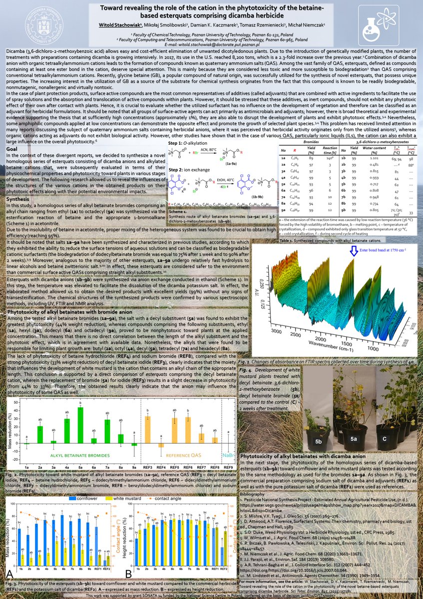 Toward revealing the role of the cation in the phytotoxicity of the betaine-based esterquats comprising dicamba herbicide #RSCPoster #RSCEnv, described in the <a href="/STOTEN_journal/">STOTEN</a> sciencedirect.com/science/articl…