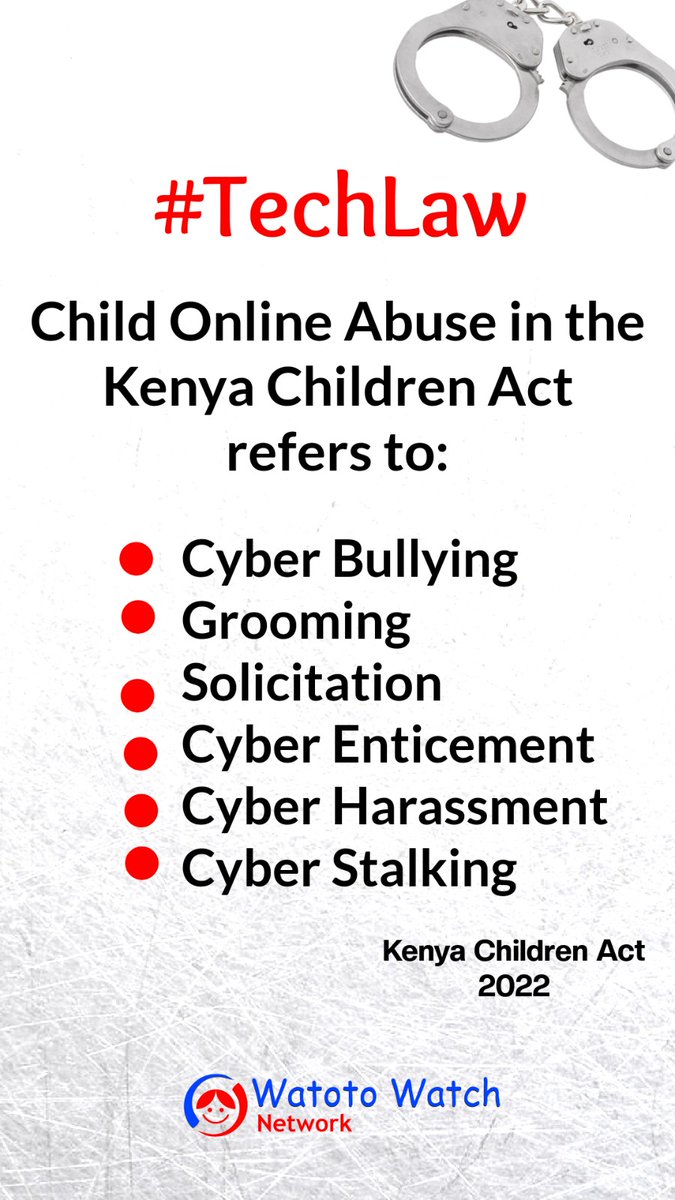 WatotoWatchNet's tweet photo. #TechLawTuesday
#LetsLearn
What exactly does Child Online Abuse refer to in the Kenya Children Act?
#Section22
https://t.co/Iw4O6gNQgK
@MyKenyaLaw
#ChildOnlineProtection https://t.co/oe2lzX41n8