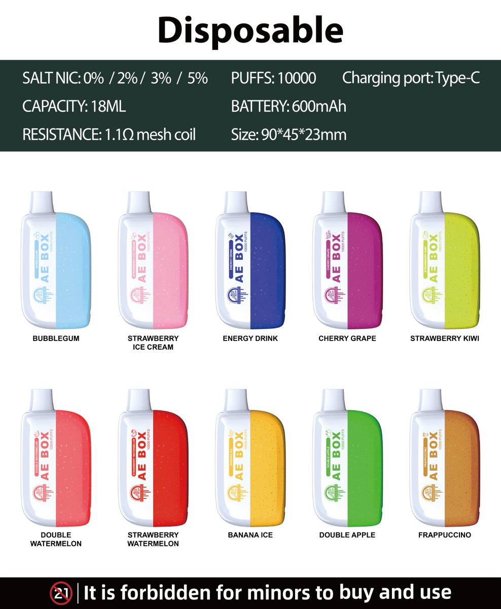 Mike69753754's tweet photo. New &amp; Unique Design AE Bar 10000 puffs disposable coming soon, welcome to discuss more details, we support OEM/ODM as always.
WhatsApp/WeChat: 135 3816 4073
Skype: ThinkVape Mike
#disposable #vape #disposablevape #ecigarette https://t.co/bZd9La1I80
