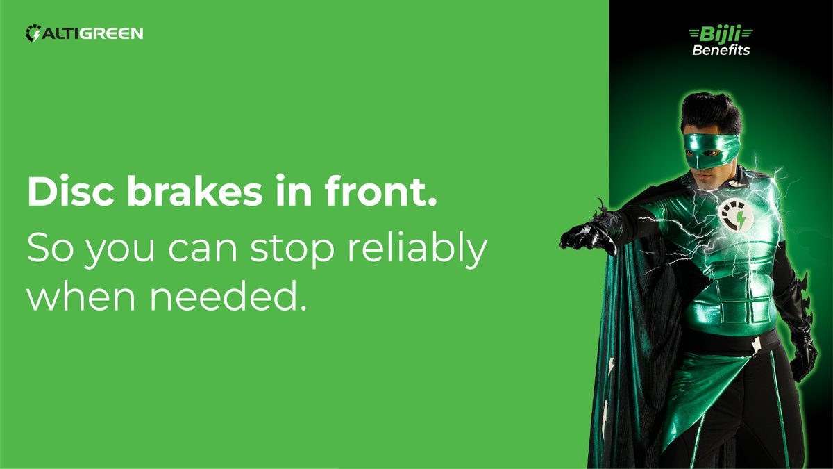 AltigreenL's tweet photo. The roads can be uncertain. Altigreen vehicles’ disc brakes let you hit the brake and stop reliably whenever and wherever you need it.
Know more about it at https://t.co/8VvVVmHt4k
#bijlihoonmain #goelectric #electricvehicle #ev #AltigreenEV #evindia https://t.co/I8MqyVBIKi