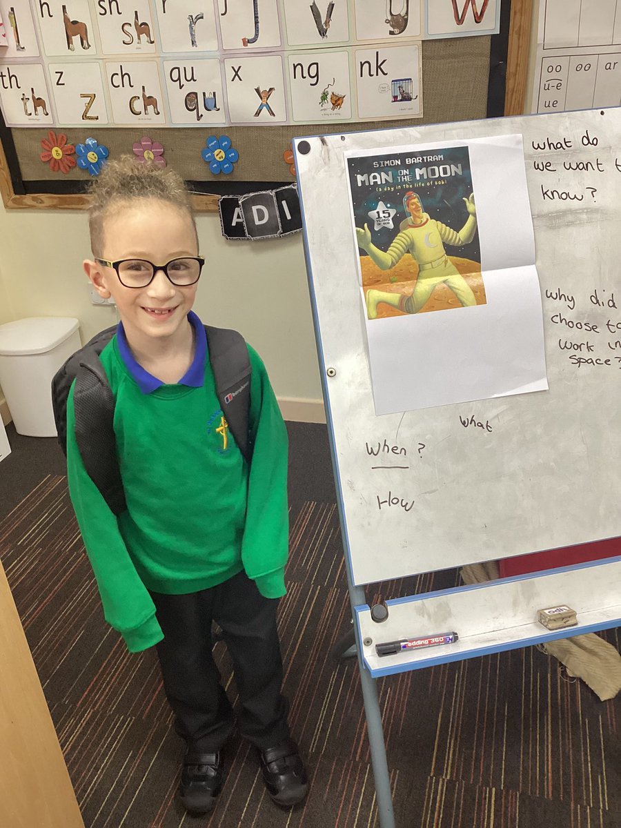 STPClass12HH's tweet image. The children were really surprised today when a bag full of items was left in our classroom
After some investigation we discovered that the bag belonged to an astronaut called Bob
We put some questions together that we would like to ask Bob @stpatsrochdale @STOC_CAT