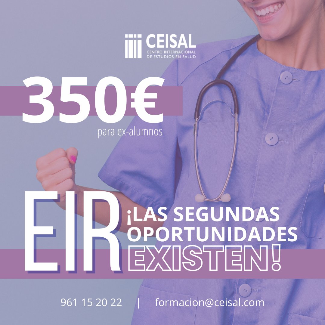 CEISAL (@_ceisal) on Twitter photo 📣 ¡Se buscan ex-alumnos/as que crean en segundas oportunidades!
👉 Es el momento de demostrar que segundas partes pueden ser buenas.
¡EMPEZAMOS EL 25 DE MARZO!
☎️ Llámanos al 961 15 20 22 o escribe a formacion@ceisal.com
#eir #eir2023 #enfermería 📣 ¡Se buscan ex-alumnos/as que crean en segundas oportunidades!
👉 Es el momento de demostrar que segundas partes pueden ser buenas.
¡EMPEZAMOS EL 25 DE MARZO!
☎️ Llámanos al 961 15 20 22 o escribe a formacion@ceisal.com
#eir #eir2023 #enfermería