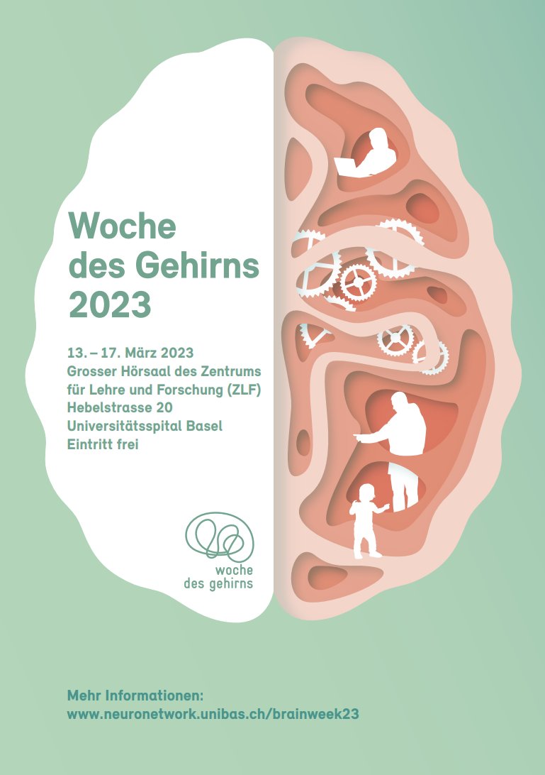 NNBtweet's tweet image. Neuroscience Network Basel
Woche des Gehirns 2023, 13. bis 17. März, 19.30 Uhr. Grosser Hörsaal des ZLF, Universitätsspital Basel, Hebelstrasse 20, Basel. Eintritt frei.

neuronetwork.unibas.ch/brainweek23

#neuroscience #Brainweek #Basel @biozentrum @UniBasel @UniSpitalBasel @dana_fdn