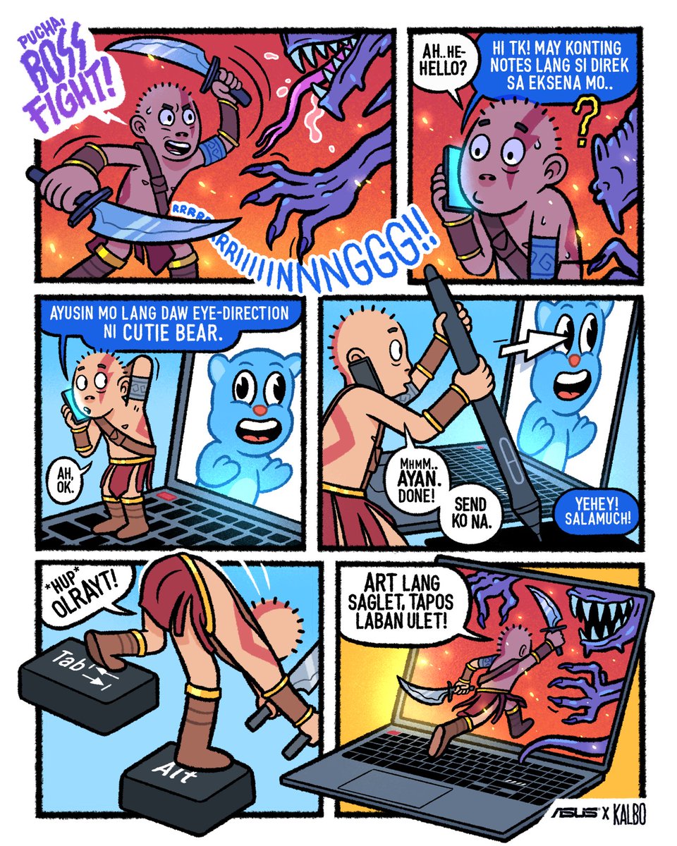 KevinKalbo's tweet image. Mainit man ang labanan, mapa-laro o trabaho, swabe pa rin para kay TK ang Vivobook Pro 16 OLED with its ASUS IceCool Plus thermal technology. Tapos may MUX switch pa ito, so you can dominate every BOSS challenge, both in and out of the game. #CreatewithASUS #WowtheWorld ⚔️