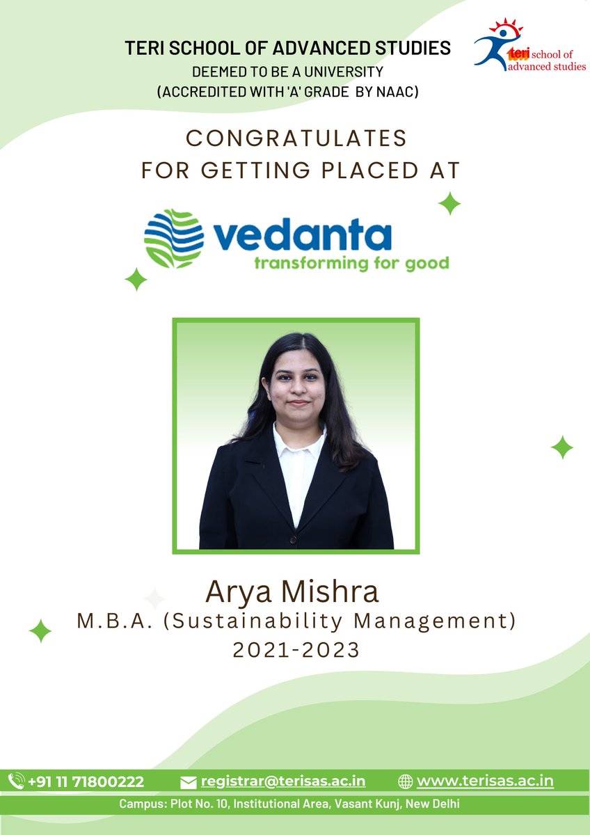 terischool's tweet image. #studentachievement  #placement2023 #collegeplacement #CampusPlacementDrive #AdmissionOpen2023 #Admission2023 #AdmissionsOpen #TERISASAdmissionsOpen #TERISAS #TERI #NewDelhi
