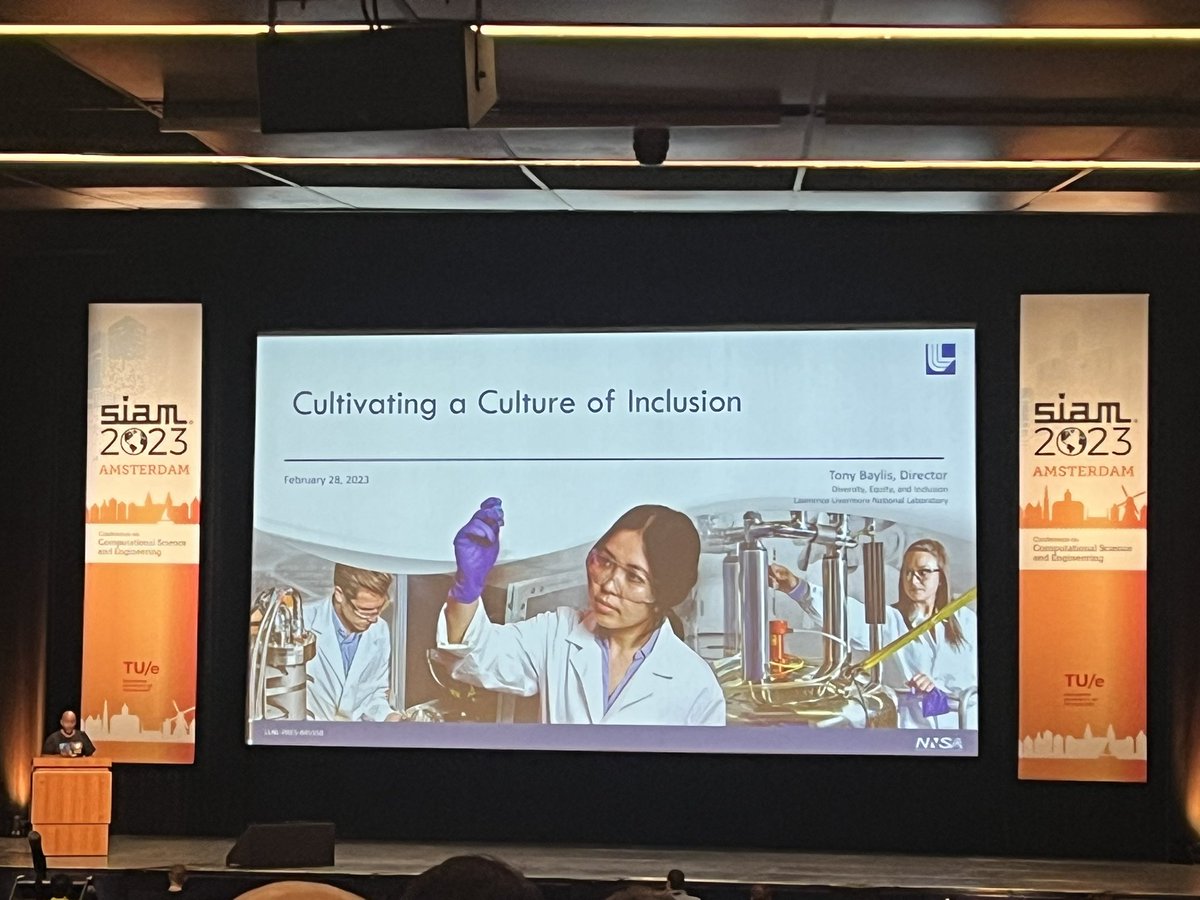 HatemLtaief's tweet photo. What a great and profound talk by Tony Baylis @GetInvolve1 from @Livermore_Lab!
@TheSIAMNews @siagcse 👏
Every #HPC conference should host such a plenary talk.
We need these reminders, even more during these challenging times for humanity.
#HPCcares #SIAMCSE23 https://t.co/yodUz8V8zG