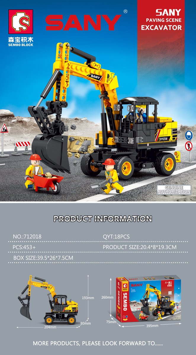 SEMBOBLOCK's tweet photo. #sembo  #toy  #b2b  #buildingblocks  #sany  #boys 
🚜Engineering vehicle series - every boy's childhood yearning
SEMBO BLOCK &amp; SANY co-production!
🌈Every boy's childhood wish is fulfilled! https://t.co/WG2MycPcJN