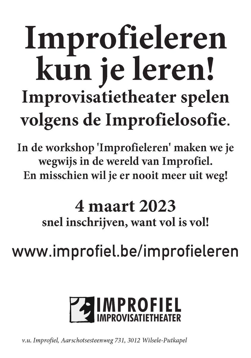 improfiel's tweet photo. last call: nog 1 plekje voor onze workshop volgende zaterdag https://t.co/Y4tRly6rwu