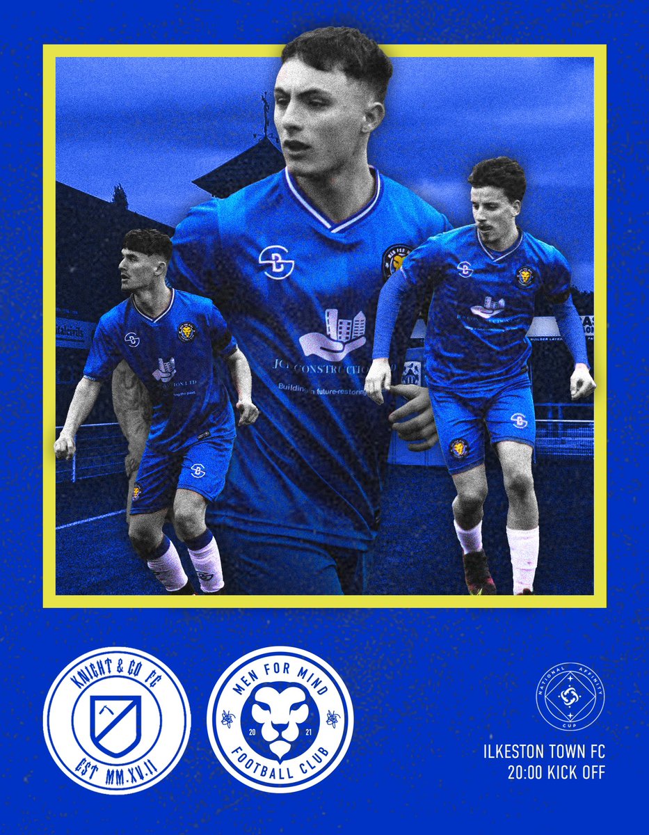 MenForMindFC's tweet photo. OUR BIGGEST GAME TO DATE ⁉️

On Friday we travel to Ilkeston Town FC to take on @KnightandCoFC in the last 16 of the National Affinity Cup 😍

All support would be appreciated. 

Please note - it is paid entry and the bar will be open from 7 🍺 

#yourstorymatters https://t.co/BMGArpLNlx