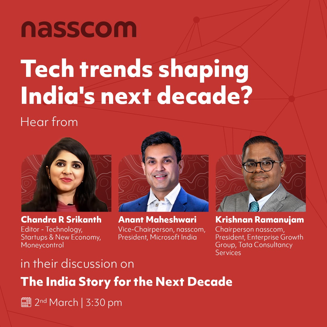nasscom (@nasscom) on Twitter photo #NTLF2023 | Get ready to delve into the world of technology and its impact on India's future decade with <a href="/chandrarsrikant/">Chandra R. Srikanth</a>, <a href="/_MAnant/">Anant Maheshwari</a>, and <a href="/kramanuj/">Krishnan Ramanujam</a> as they explore 'The India Story for the Next Decade'. Don't miss out on this insightful discussion!
#NASSCOM_TLF
<a href="/NasscomEvents/">nasscom events</a> #NTLF2023 | Get ready to delve into the world of technology and its impact on India's future decade with <a href="/chandrarsrikant/">Chandra R. Srikanth</a>, <a href="/_MAnant/">Anant Maheshwari</a>, and <a href="/kramanuj/">Krishnan Ramanujam</a> as they explore 'The India Story for the Next Decade'. Don't miss out on this insightful discussion!
#NASSCOM_TLF
<a href="/NasscomEvents/">nasscom events</a>