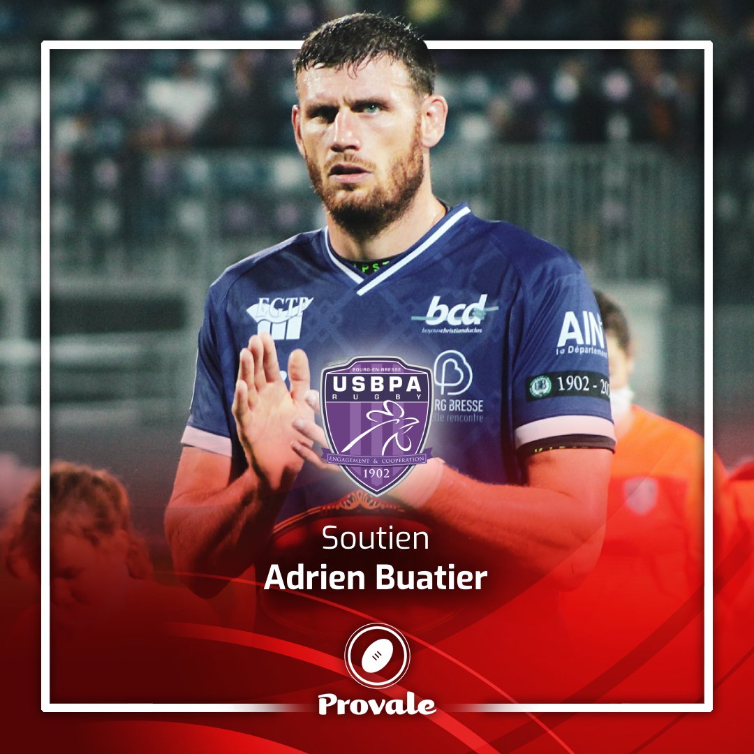 ProvaleRugby's tweet photo. #Provale apporte tout son soutien à Adrien Buatier, joueur emblématique de l'@USBPA_Rugby , contraint d’arrêter sa carrière, avec effet immédiat, pour des raisons médicales.
Provale est à tes côtés pour t’accompagner et te soutenir dans cette épreuve. 🤝
#usbpa #Soutien #Rugby https://t.co/eG2okwRLwF