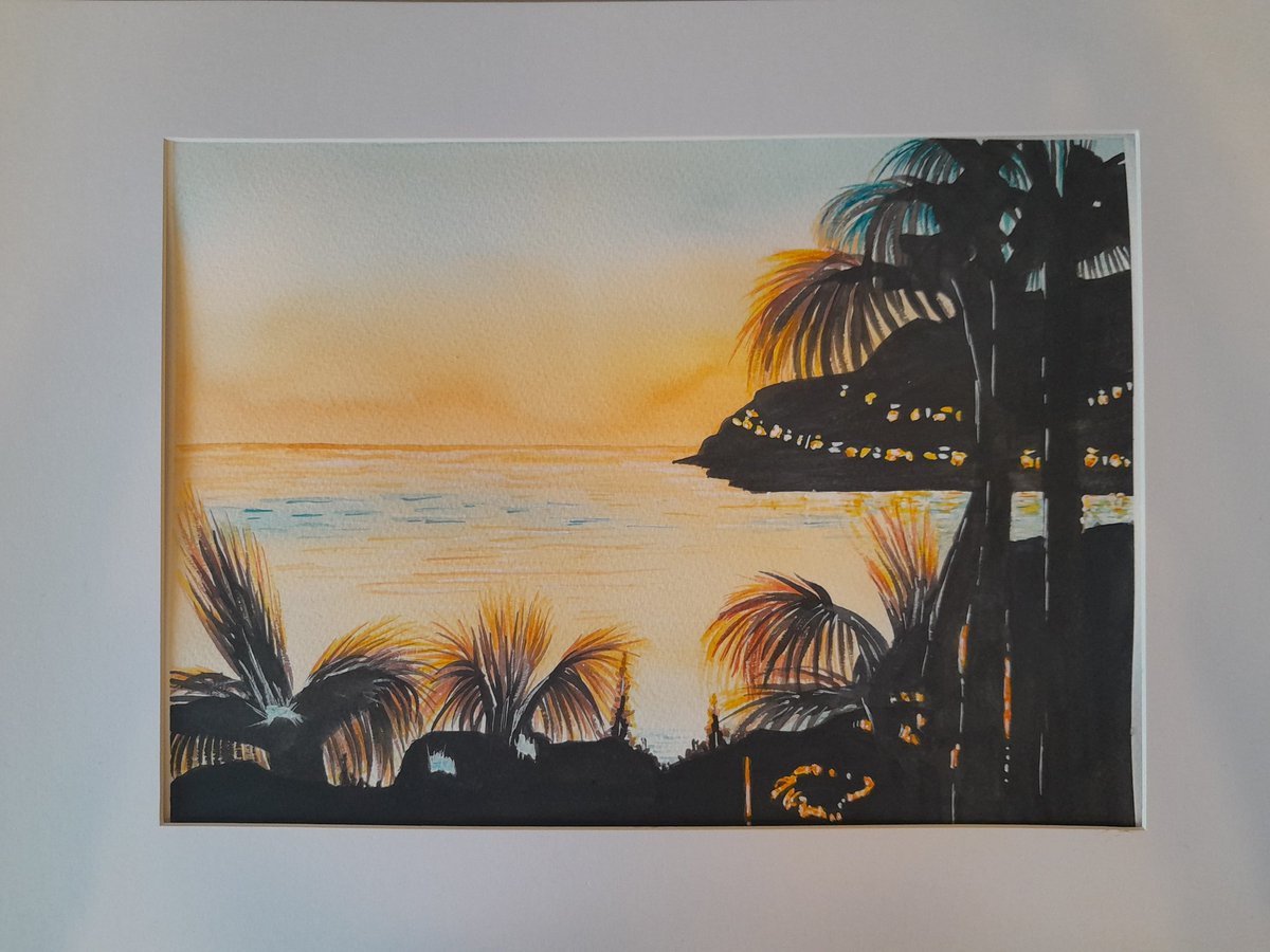 6 x inch 'flowers' watercolour on 100% recycled cotton rag paper  and 9 x12 inch 'Alanya at sun set' watercolour on 300gsm bockingford watercolour paper #art #watercolor #lovetopaint #watercolourpainting #paintingflowers  #watercolourlandscapes #watercolourseascapes #artist