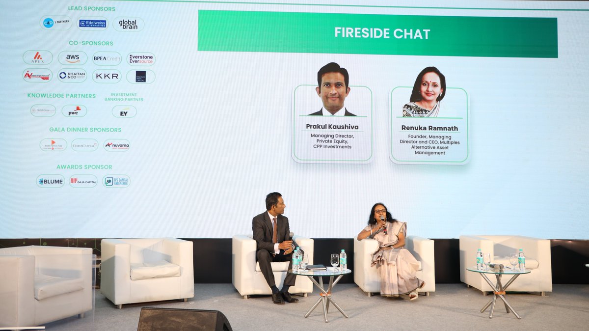 IndianVCA's tweet photo. We would like to thank Prakul Kaushiva of @cppinvestments and Renuka Ramnath of @MultiplesPE for the extremely invigorating fireside chat about deployments and strategies for India at the #IVCAConclave. It was a very enlightening session. https://t.co/OwIN2mHGr7